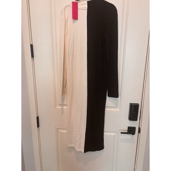 Terez Mock Neck Ribbed Knit Two Tone Midi Dress Medium - Picture 4 of 9